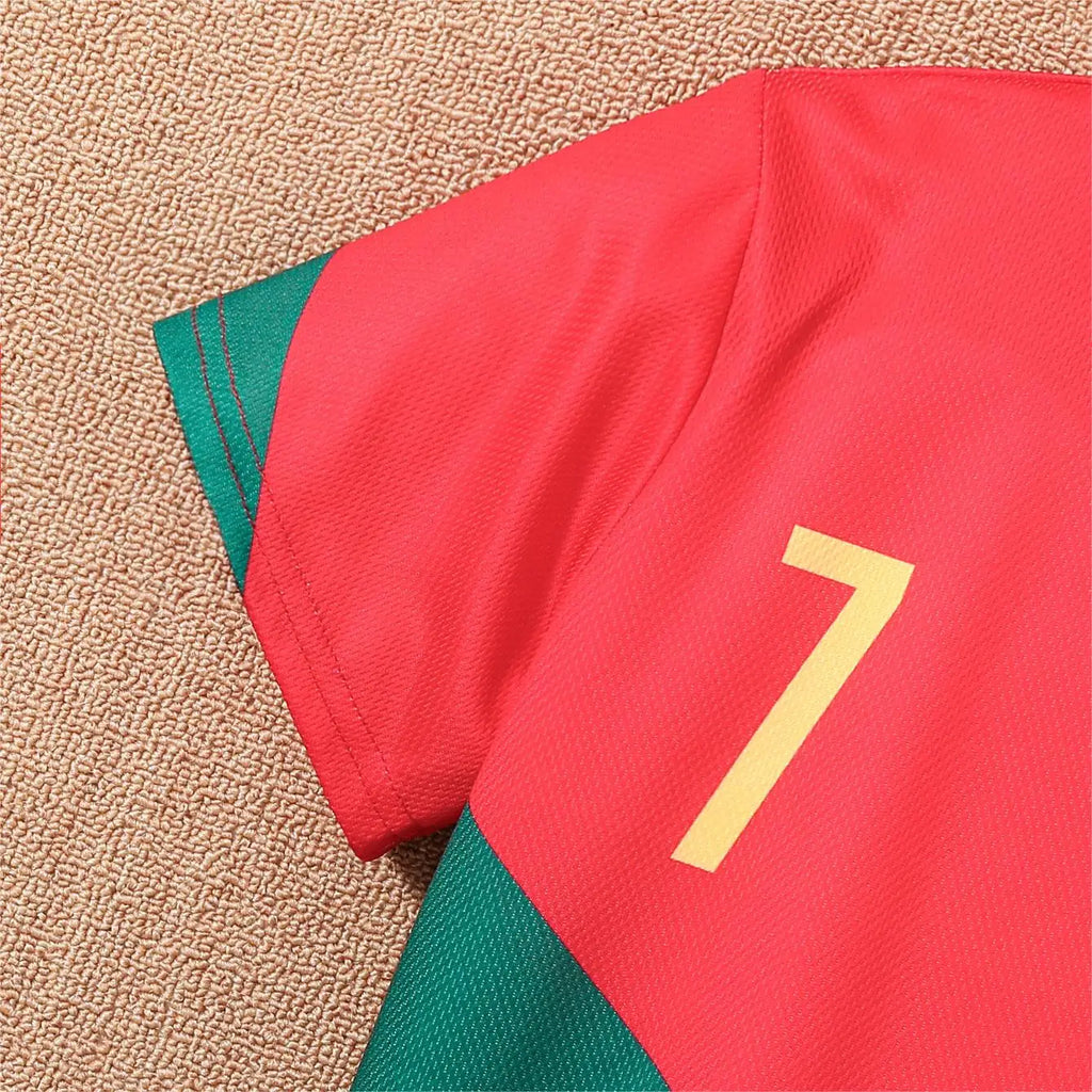 2024 Jugend und Kinder, rote und grüne Spleißfarbe Nr. 7Legende schnell trocknendes Sport-Fußballanzug-Set