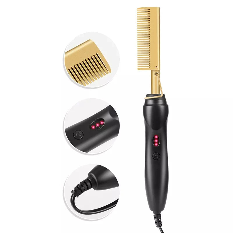 Heißer Verkauf 2-In-1 Glattes Haar Kamm Tragbare Schnelle Heizung Kupfer Gerade Haar Kamm Salon Professionelle Styling werkzeug