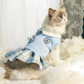 Britischer College-Stil Katzenhemd-Rock aus Polyester mit Fliege, Welpen-Karorock in Rosa, Blau, Grün, Bequeme Frühlings-Haustierkleidung