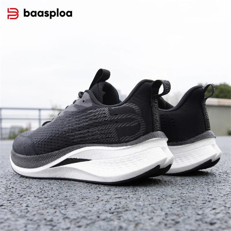 Baasploa Herren-Laufschuhe, atmungsaktiv, leicht, professionelle Sport-Turnschuhe, männliche Komfort-Turnschuhe mit Carbonplatte, rutschfeste Marathon-Turnschuhe