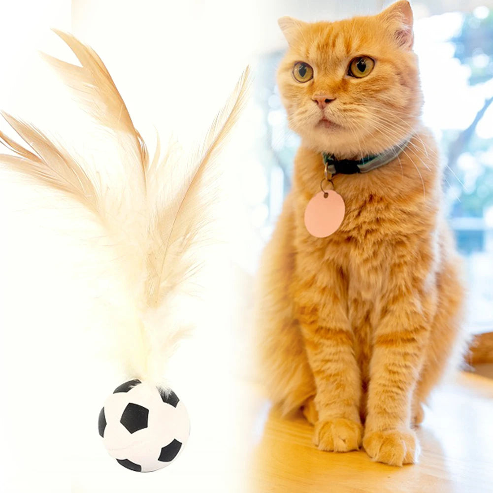 Interaktiver selbstausgleichender Ball für Katzen, Feder-Hüpfball für den Innenbereich, Flatterball für Haustiere mit hoher Rückfederung, Haustierzubehör