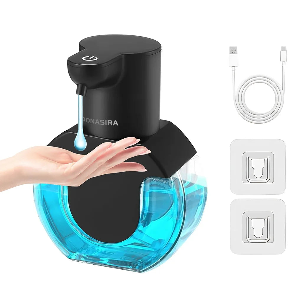 420ML P10 Seifenspender mit großer Kapazität, Lichtanzeige, für den Schreibtisch oder Wandmontage, wasserdicht, USB-wiederaufladbar, automatischer Smart-Sensor-Seifenspender.