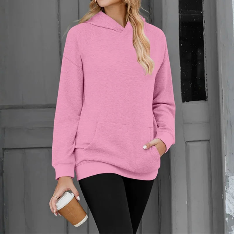 2026 NEU Damen Kapuzenpullover Locker Lässiger Sweatshirt mit Fallschulter-Ärmeln Frühling Herbst Outdoor Damen-Sweatshirt