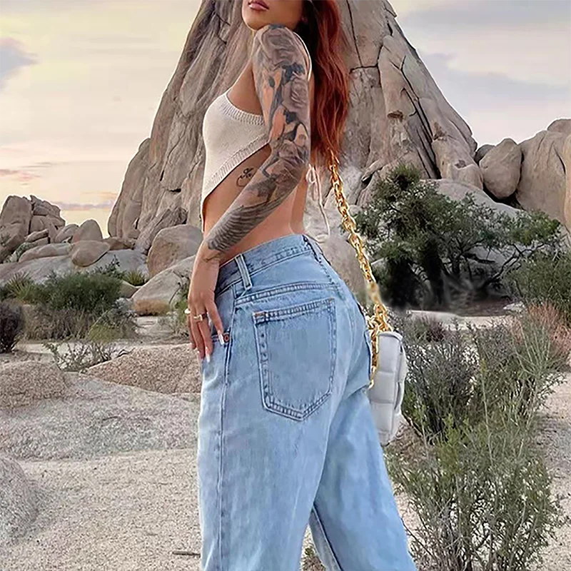 Frauen Breite Bein Baggy Jeans Dame Vintage Punk Low Rise Taille Lose Denim Hosen Streetwear Fashion Trashy Lange Skater Hosen