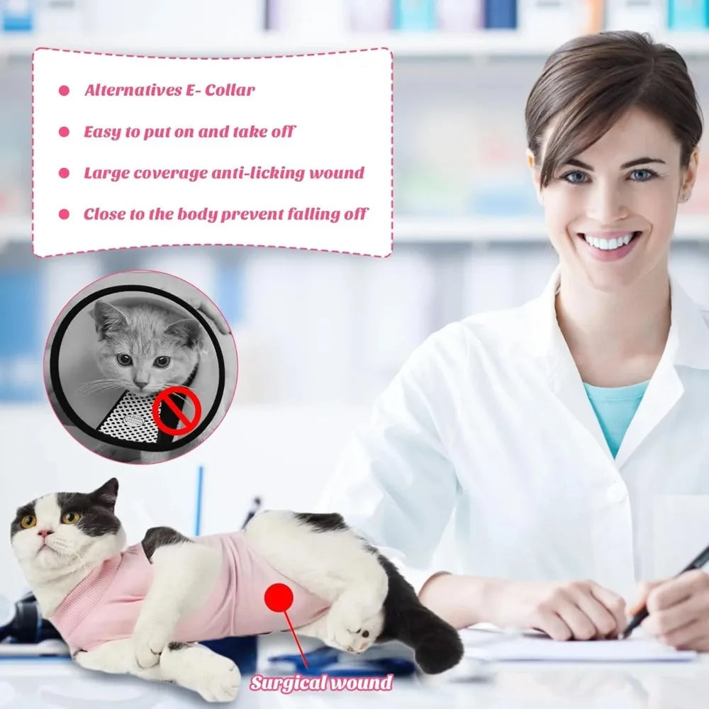 Katzen-OP-Genesungsanzug - Anti-Leck-Overall für Bauchwunden, Spay/Neuter-Genesungsanzug für Katzen & Kätzchen