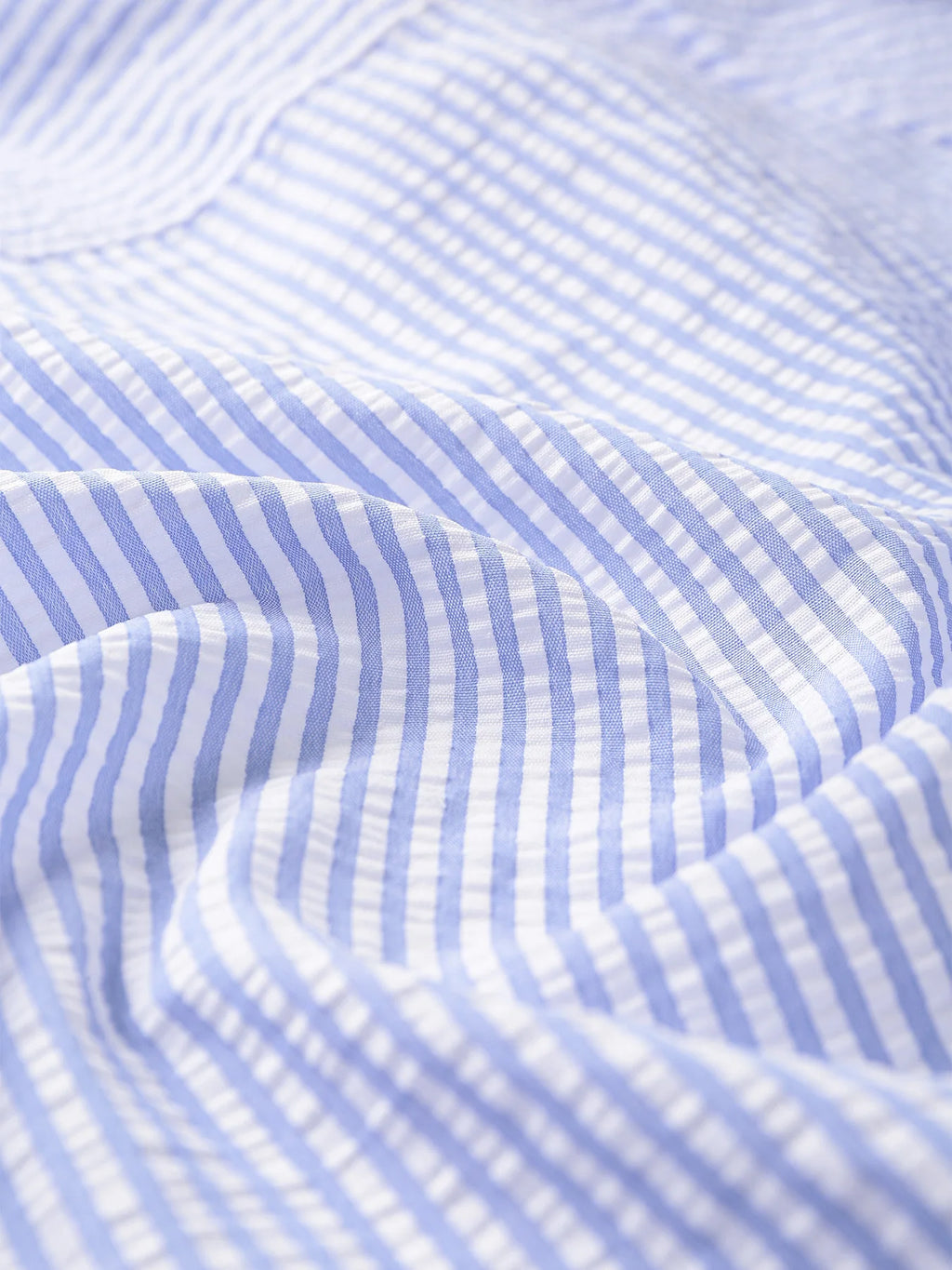 Herren Blau-Weiß Gestreiftes Seersucker-Hemd, Vielseitig für Sommer Casual & Pendeln