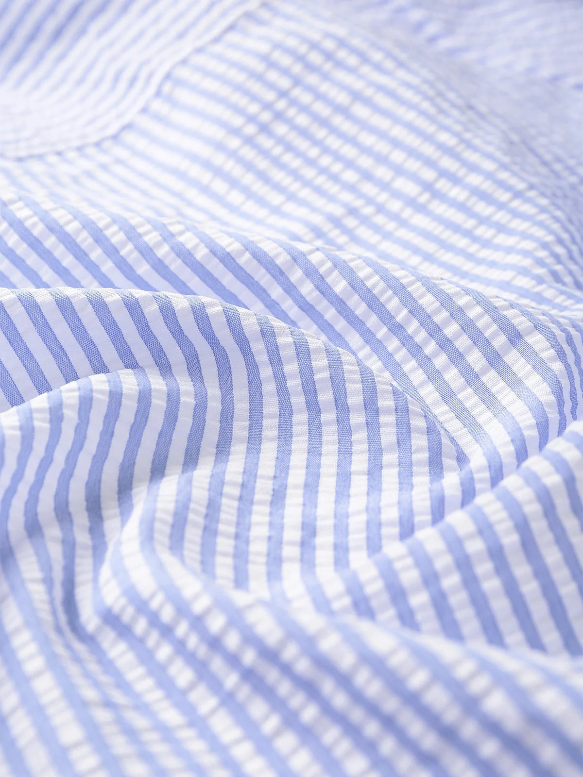 Herren Blau-Weiß Gestreiftes Seersucker-Hemd, Vielseitig für Sommer Casual & Pendeln