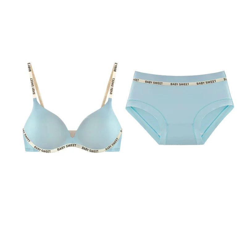 Kabelloses, nicht gepolstertes BH-Set für kleine Brüste, nahtloser Komfort-Bralette und Slip, reine, elegante Damenunterwäsche für Teenager und Mädchen