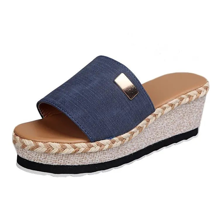 Sommer-Keilabsatz-Pantoletten, Plateau-High-Heels für Damen, Outdoor-Schuhe, Basic Clog Keilabsatz-Pantoletten, Flip-Flop-Sandalen