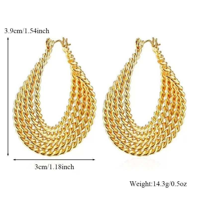 GANEMLY 316L Edelstahl Metall Goldfarben Creolen für Damen Neue Trendige Exquisite Wasserdichte Ohrschmuck Geschenk für Frauen