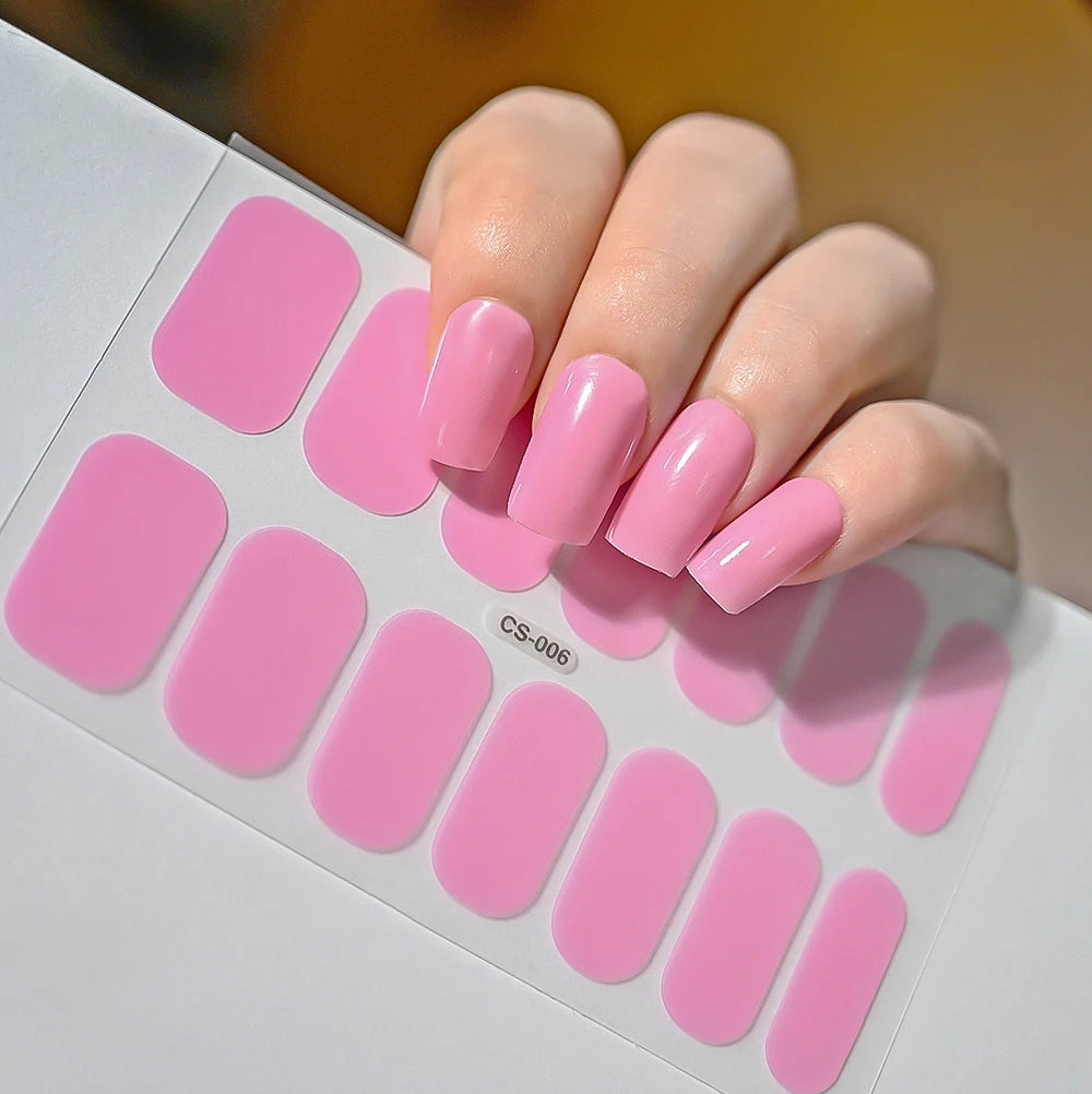 14 Tipps Full Wrap Nagellack Aufkleber Selbstklebende einfarbige Gel-Nagelstreifen Kunst Aufkleber Nicht halbgehärtete DIY Nageldekorationen