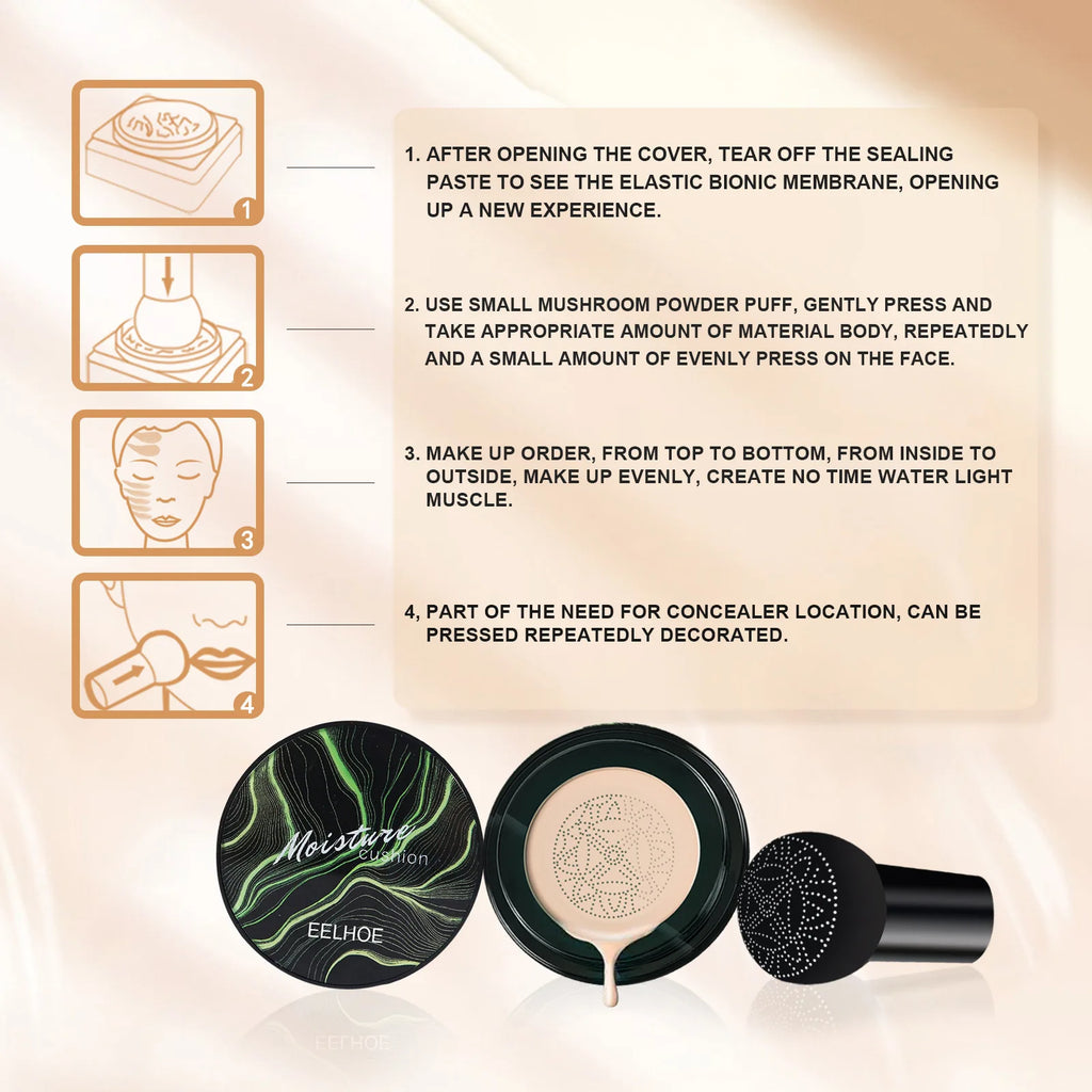 EELHOE Pilz Luftkissen CC Creme Pilzkopf Wasserdicht Erhellen Basis Make-Up Kosmetik Professionelle Concealing Foundation