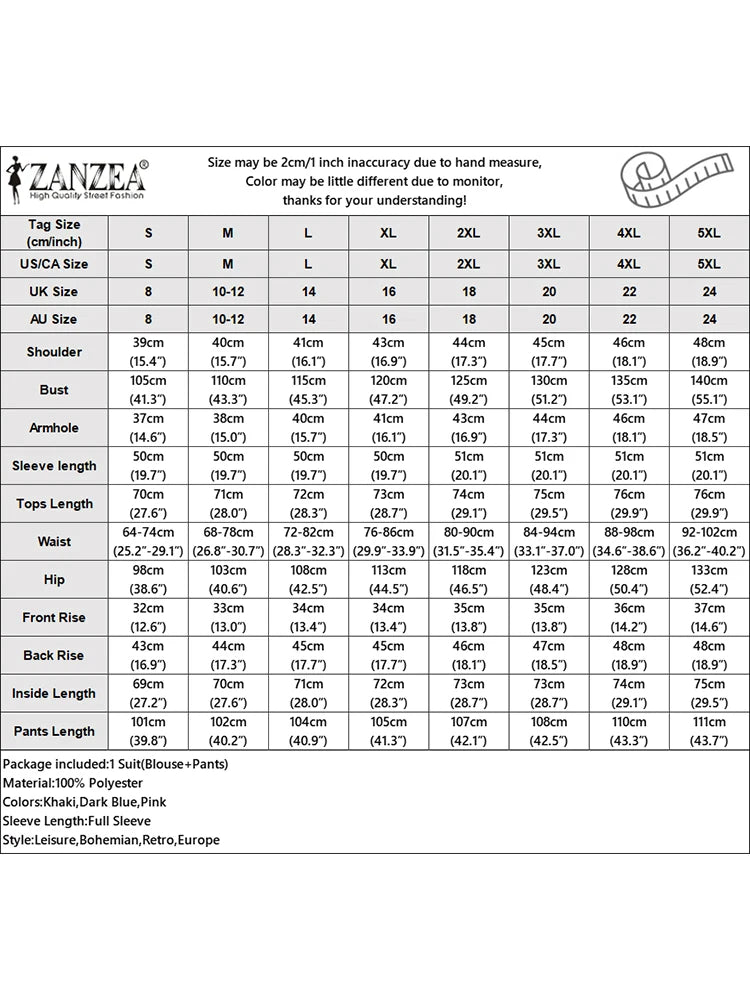 ZANZEA Frühling 2 stücke Outfits Frauen Hosen Anzüge Langarm Bluse Hose Sets Solide Arbeit Trainingsanzug Beiläufige Lose Passenden Set 2025