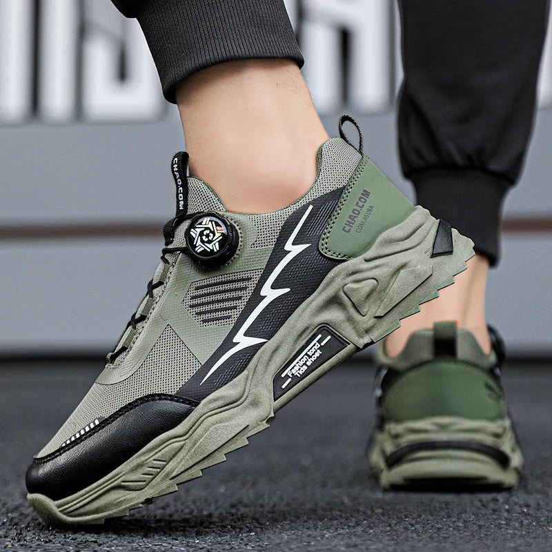 Koreanische atmungsaktive Freizeitsportschuhe für Herren, vier Jahreszeiten, neue weiche Sohle, rotierende Schnürsenkel, Outdoor-Laufschuhe, Studenten-Turnschuhe