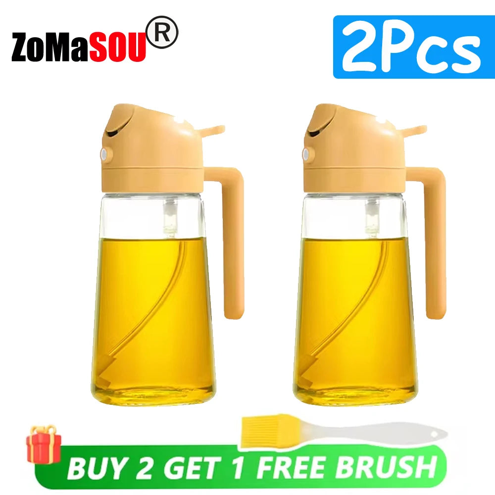 1-4 Stück 2-in-1-Sprühgerät, Ausgießer, Öl, leere Flasche, Kunststoff-Ölbehälter, Spender, Verdampfer, Küche, Grill, Camping, Kochutensilien