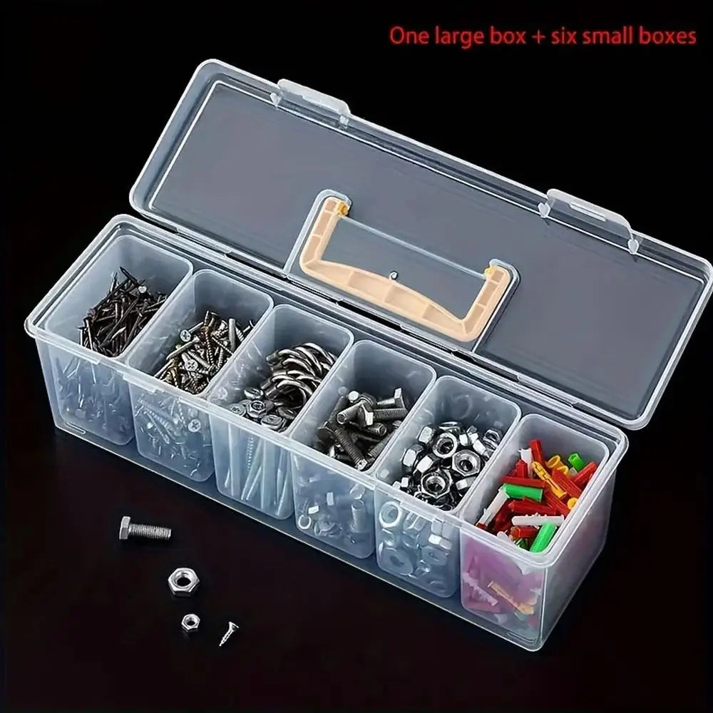 7-teiliges Werkzeug-Aufbewahrungsbox-Set mit 6 abnehmbaren Innenbehältern, tragbarer Werkzeug-Organizer, Kunststoff-Organizer für Hardware-Zubehör