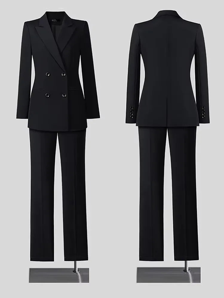 Damen Herbst Business Hosenanzug Langarm Formeller 2-Teiliger Blazer Set Lässiges Büro-Arbeitsoutfit Schlanker Korsett-Anzug Elegante Damenkleidung
