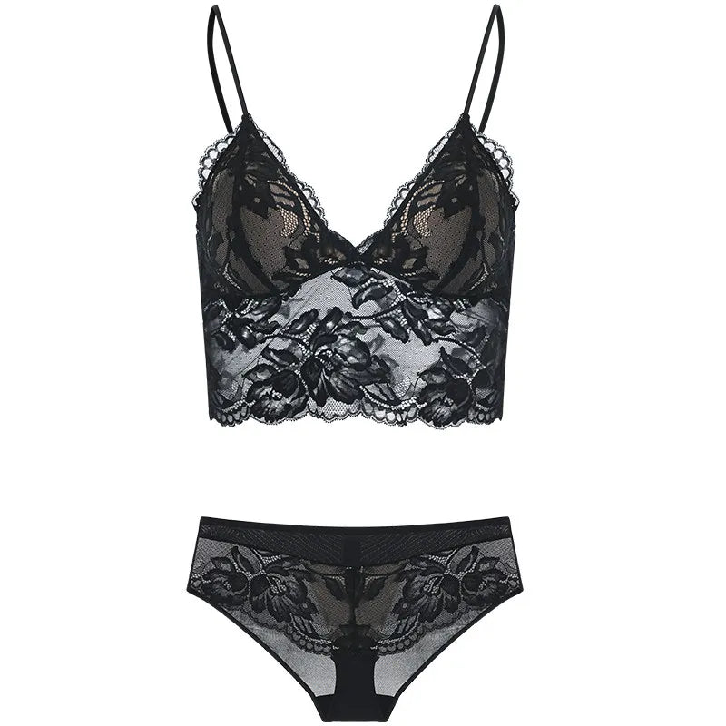 Französisches Damen-Dessous-Set aus dünner Spitze, trägerloser Triangel-BH, schlanker, unsichtbarer BH, perfekt für große Brüste, um sie kleiner zu lassen, für den Alltag, S-XL