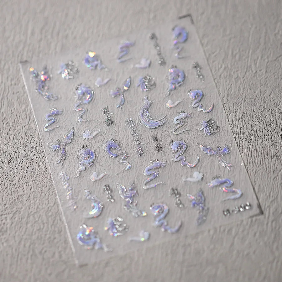 1 stücke 5D Luxus Glitter Blau Schmetterling Nail art Aufkleber Retro Luxus Selbstklebende Transfer Nagel Dekorationen Slider Aufkleber DIY