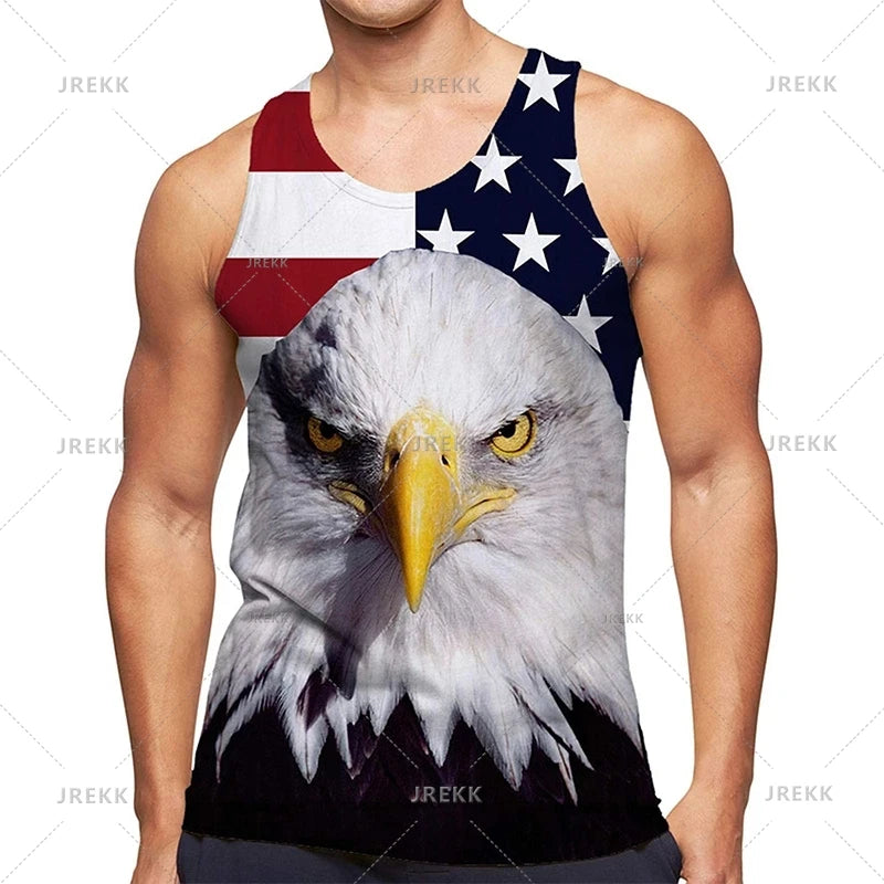 American Eagle USA Flagge Grafik Tank Top Gym Tops Herren 3D-Druck Streetwear Freizeit weste schnell trocknen ärmellose T-Shirt Tops 6xl