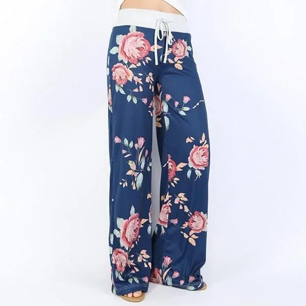 1XL-8XL Mode Frauen Casual Lose Stretch Druck Lange, Breite Bein Yoga Hosen Kordelzug Lounge Hosen Pyjama Hosen