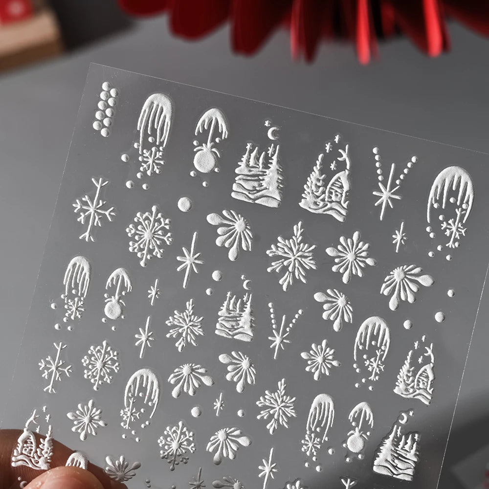 1 Blatt 5D Holly Beeren Weihnachten Nagel Declas Niedliche Tupfen Weihnachtsbäume Nagelaufkleber Lebkuchenmann Schneeflocke Maniküre