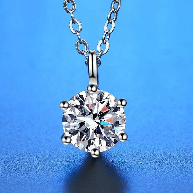 Neue 2-Karat-Halskette aus 925er-Sterlingsilber mit Anhänger, feiner Schmuck für Damen, Hochzeit, funkelnde, klassische Party-Mode