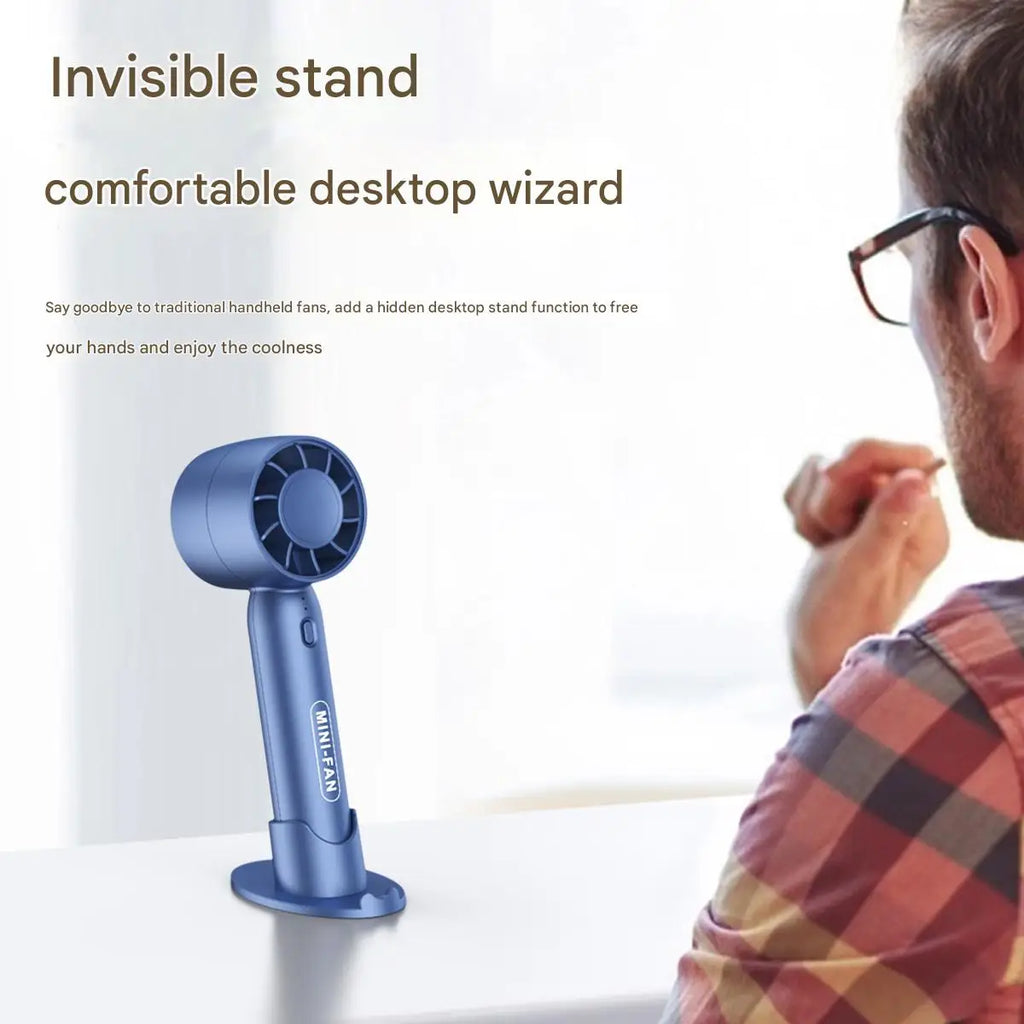 2-in-1-Handventilator für den Schreibtisch, Mini-USB, wiederaufladbar, tragbares Kühlgerät, starker Wind, leichtes Gehäuse, langlebige Batterie