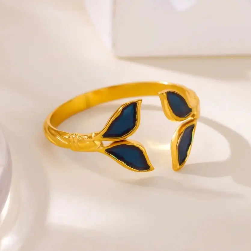 Mode Flügel Ringe Für Frauen Gold Farbe Edelstahl Einstellbare Fischschwanz Ring Ästhetische Hochzeit Weihnachten Schmuck Geschenk