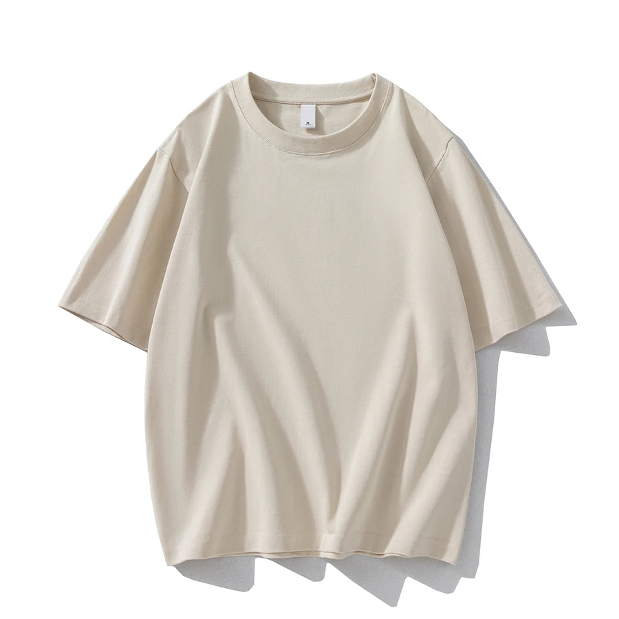 WAVLATII Neue 100 % Baumwolle 280 g/m2, dicke T-Shirts für Damen und Herren, weiß, lässig, übergroße T-Shirts, Unisex, einfarbig, schwarz, Basic-Tops WT2477
