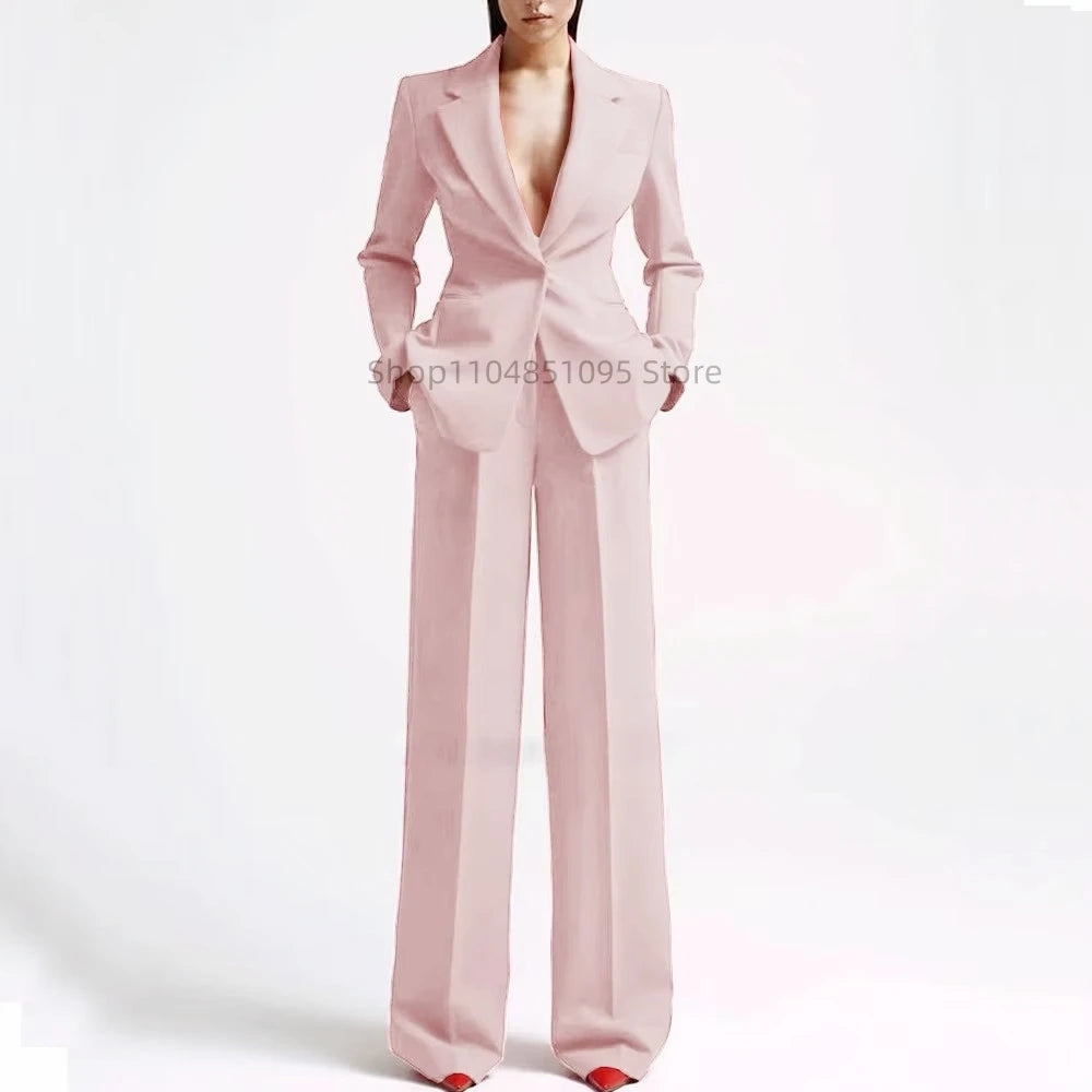 Neue elegante Hosenanzüge für Damen im Western-Stil, einfarbiges 2-teiliges Set, das Ihre Silhouette für den Alltag und die Freizeit ausglättet.