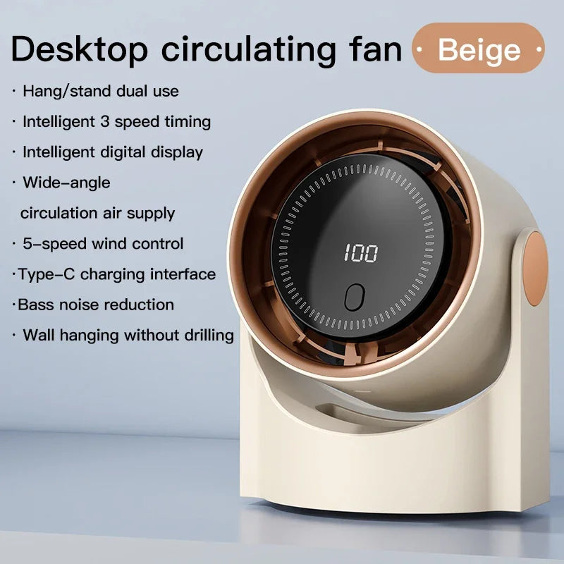 XIAOTREE Intelligenter elektrischer Ventilator, 100-Gang-Ventilator ohne Flügel, USB-Aufladung, Desktop, geräuschlos, Wandklimaanlage, Büro, Innenbereich, Campi