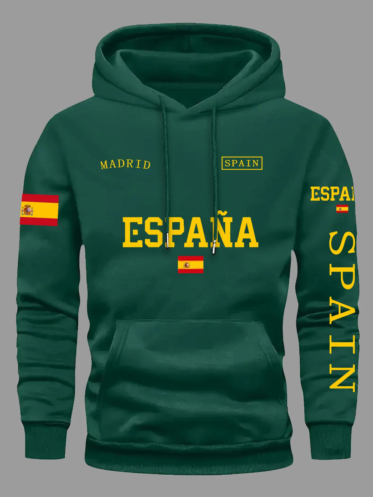 Kapuzenpullover mit spanischer Flagge, Grafikdruck, für Herren und Damen, Herbst und Winter, für den Alltag, Outdoor, Urlaub, Fitness, lässig, locker, warm, Sportbekleidung
