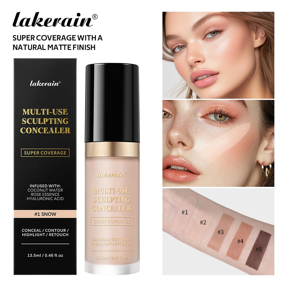 Super Concealer für Gesichtsbedeckung, 5 Farben, Highlight-Kontur-Retouch, vielseitig einsetzbar, super deckend, feuchtigkeitsspendend, kostenlose Ölformel-Make-up