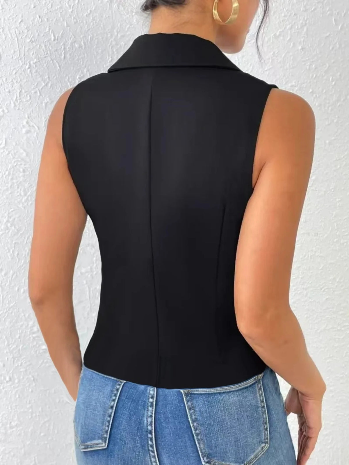 Elegante ärmellose Blazerweste für Damen, formelle Reverskragen, einreihige Büroarbeitsweste, professionelle Business-Anzugweste
