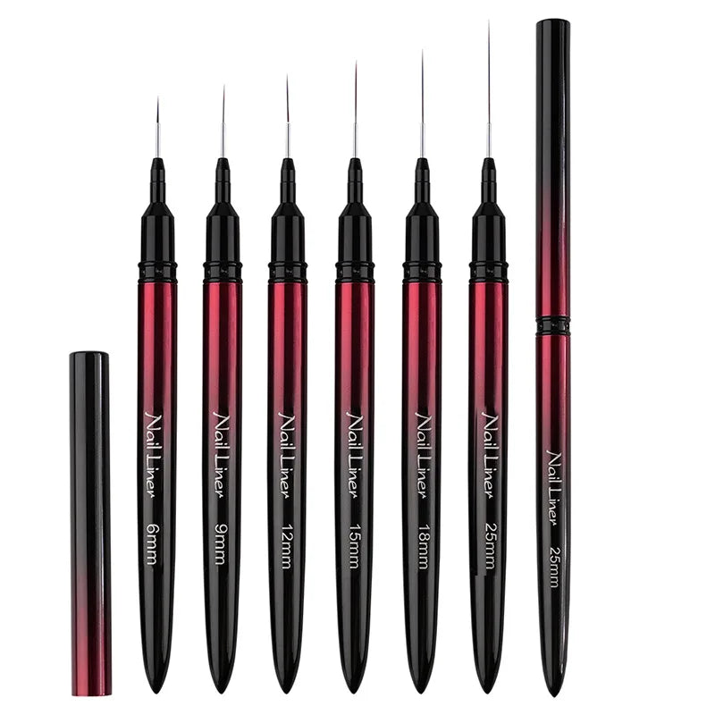 6/9/12/15/18/25mm Nail Art Liner Pinsel Gel-Nagelpinsel Gel-Nagellack Malerpinsel Zeichnen Nagelkunst Design Pinselstift