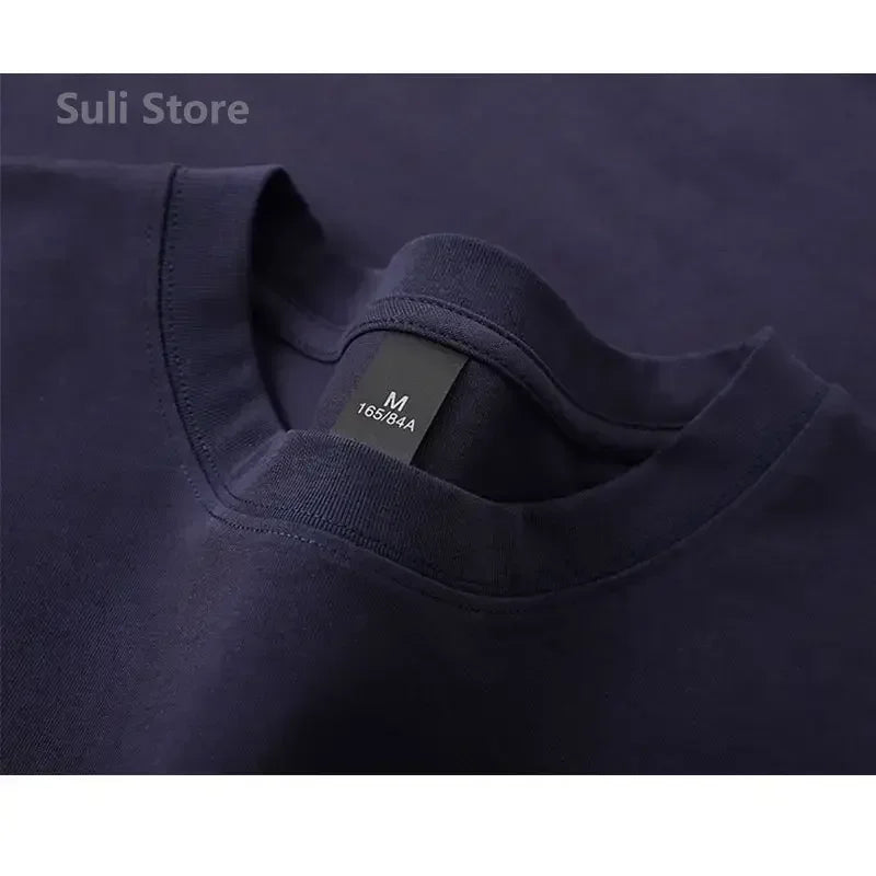 600 g robustes Baumwoll-Kurzarm-T-Shirt für Herren, modisches, verdicktes Kurzarm-T-Shirt aus reiner Baumwolle mit halben Ärmeln