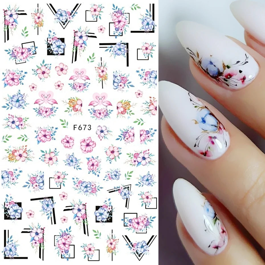 1PCS Schwarz Weiß Schmetterling Laser Nagel Aufkleber Y2K Nail art Dekoration Abstrakte Linien Bronzing Blumen Aufkleber Für Nägel