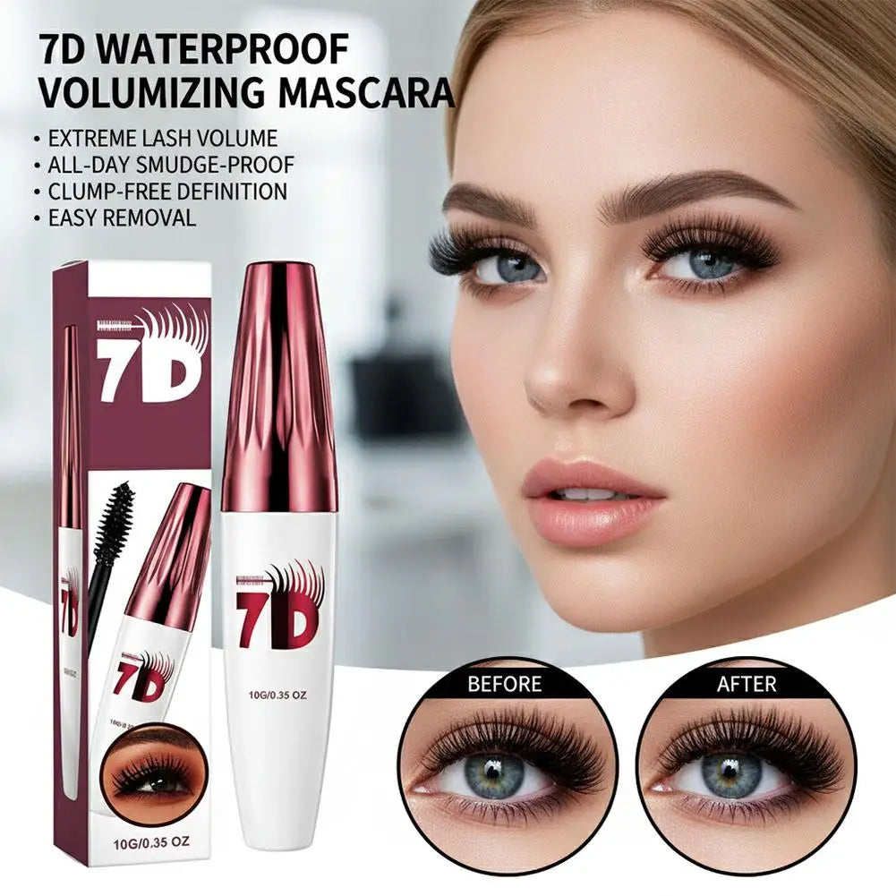 Schwarze Mascara für mehrdimensionales Volumen, Wimpernverlängerung mit Seidenfasern, wasserfest, wischfest, langanhaltendes Augen-Make-up, Kosmetik