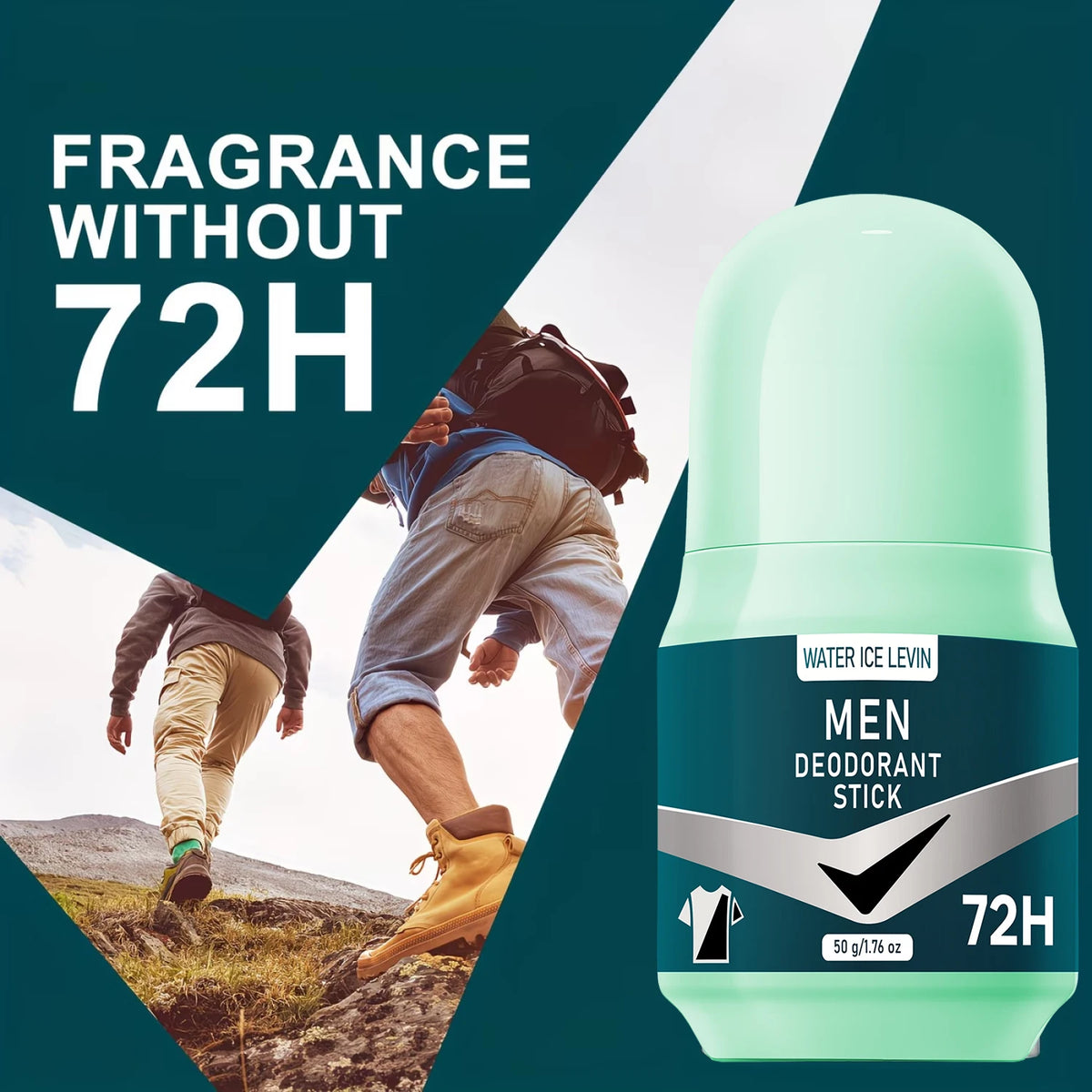 Water Ice Levin Men Deodorant Stick Black White Formula verhindert weiße Flecken und gelbe Flecken. 72-Stunden Geruchskontrolle. 50g.