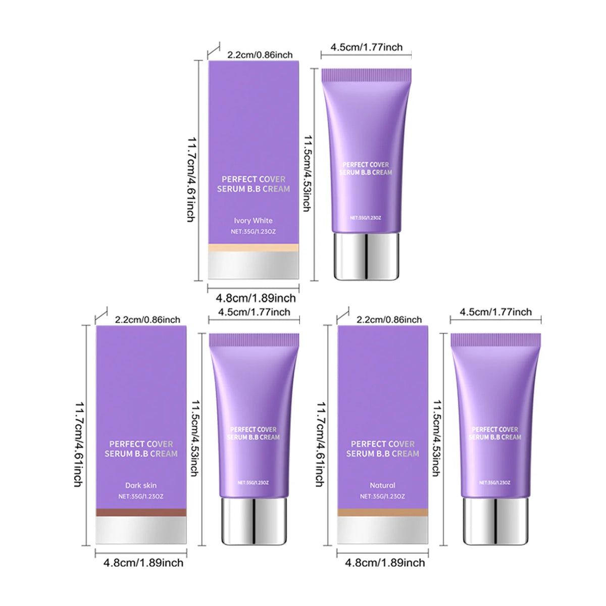 BB-Creme Langanhaltend Feuchtigkeitsspendend Ölkontrolle Pflegt Trockene Haut Volle Abdeckung Farbwechsel Wasserfest Flüssiges Make-up Foundation Serie