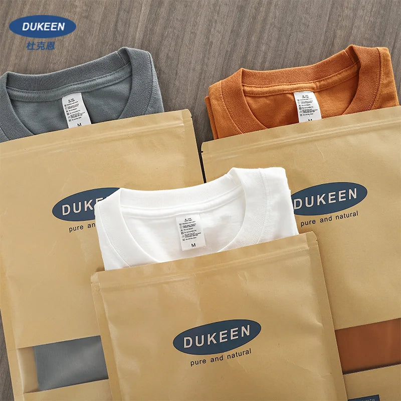Dukeen 280gsm übergroße schwere T-Shirt für Männer Sommer Kurzarm T-Shirt Baumwolle einfarbig Top lässig T-Shirts ein Stück