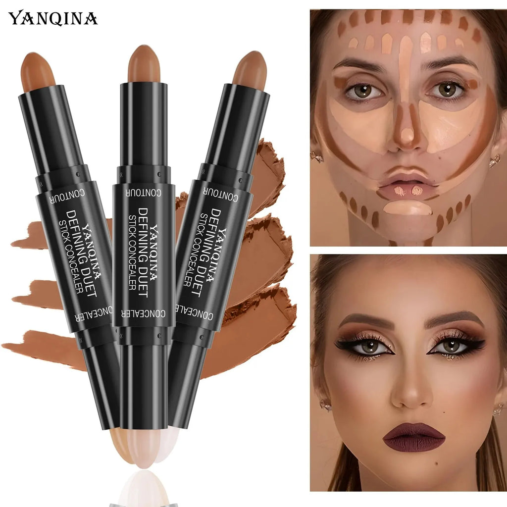 Contour Stick Duo, doppelseitige Highlight- und Schattencreme, wasserfester Concealer mit vollständiger Abdeckung, natürliches Finish-Make-up für alle Sk