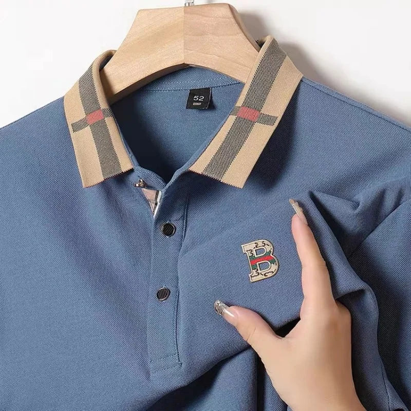 Bestseller Marke Sommer Neu 100% Reine Baumwolle Komfortables Poloshirt Modisches Herren-Klassiker mit Buchstaben-Emblem Lässiges Kurzarm-Shirt