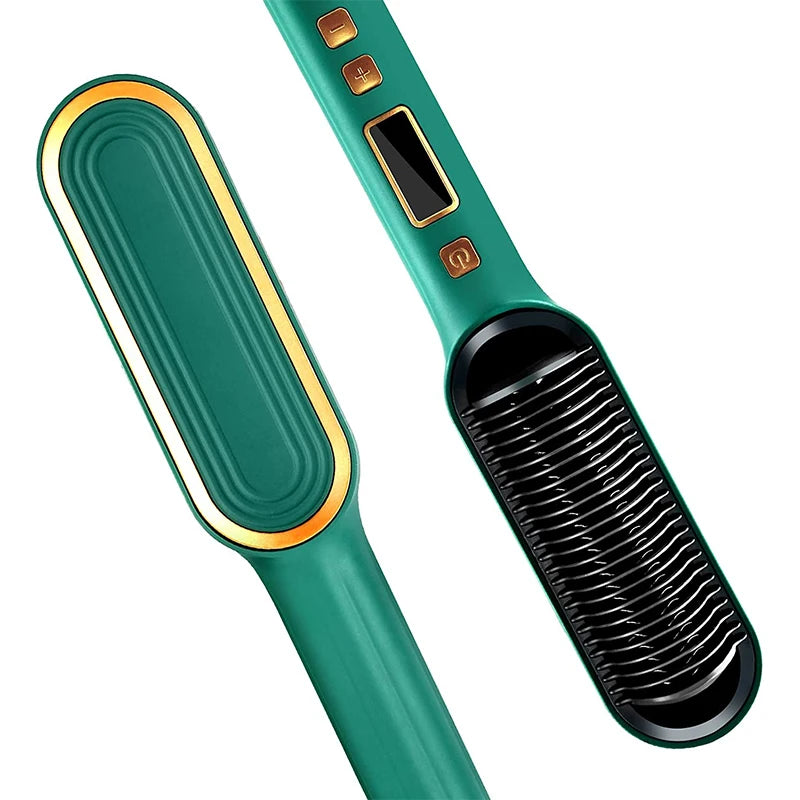 2-in-1 elektrische profession elle negative Ionen gerade Haar bürste Curling Kamm mit LCD-Display Curling Tool gerade Haar bürste