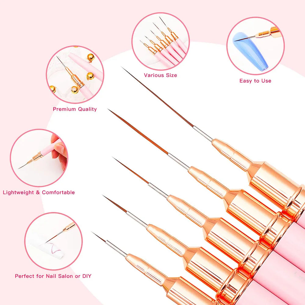 Nagelpinselstift 5 teile/satz Nail Art Liner Pinsel Set Längliche Streifen Zeichnung Professionell