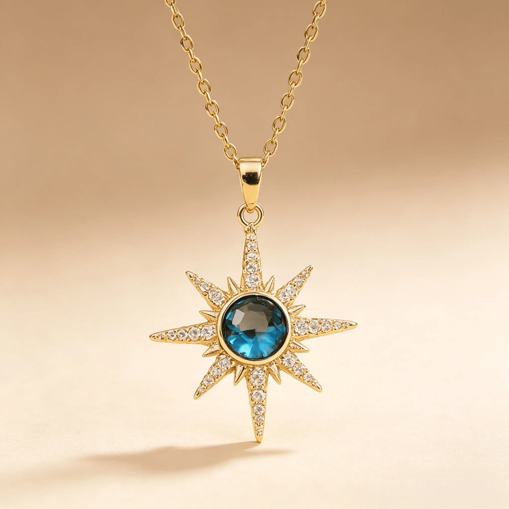 Neue Personalisierte Kreative Hochwertige Halskette für Frauen, Nischen-Luxus Achtzackiger Stern-Anhänger Schmuck, Geschenkidee