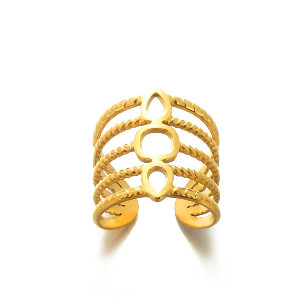 Edelstahl Runde Ringe Für Frauen Zirkon Geometrische Gold Farbe Kristall Ring Ästhetischen Hochzeit Schmuck Geschenk Bague Femme