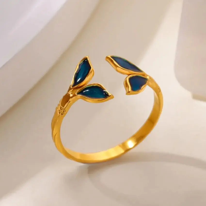 Mode Flügel Ringe Für Frauen Gold Farbe Edelstahl Einstellbare Fischschwanz Ring Ästhetische Hochzeit Weihnachten Schmuck Geschenk