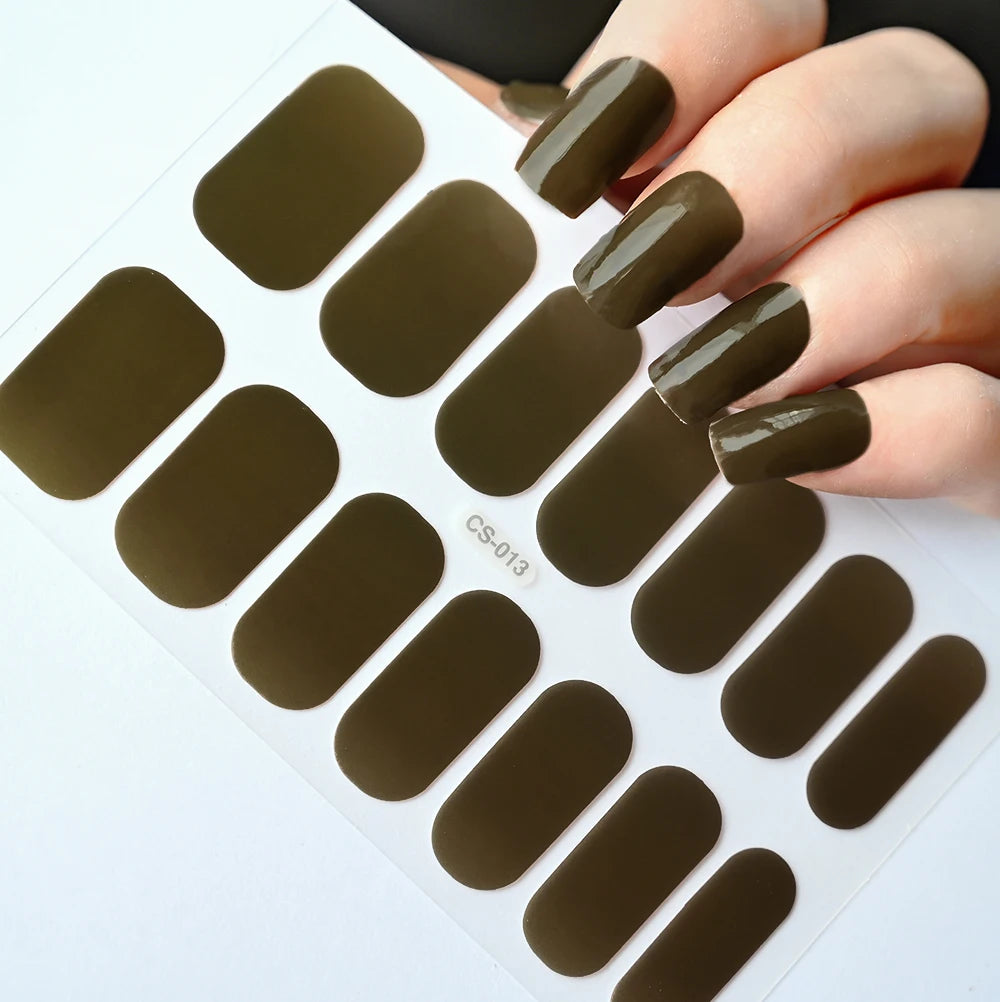 14 Tipps/Blatt Rosa Gel-Nagelaufkleber mit vollständiger Abdeckung, halbgehärtete UV-/LED-Lampe, Nagellackverpackungen, langanhaltende selbstklebende Maniküre-Spitze